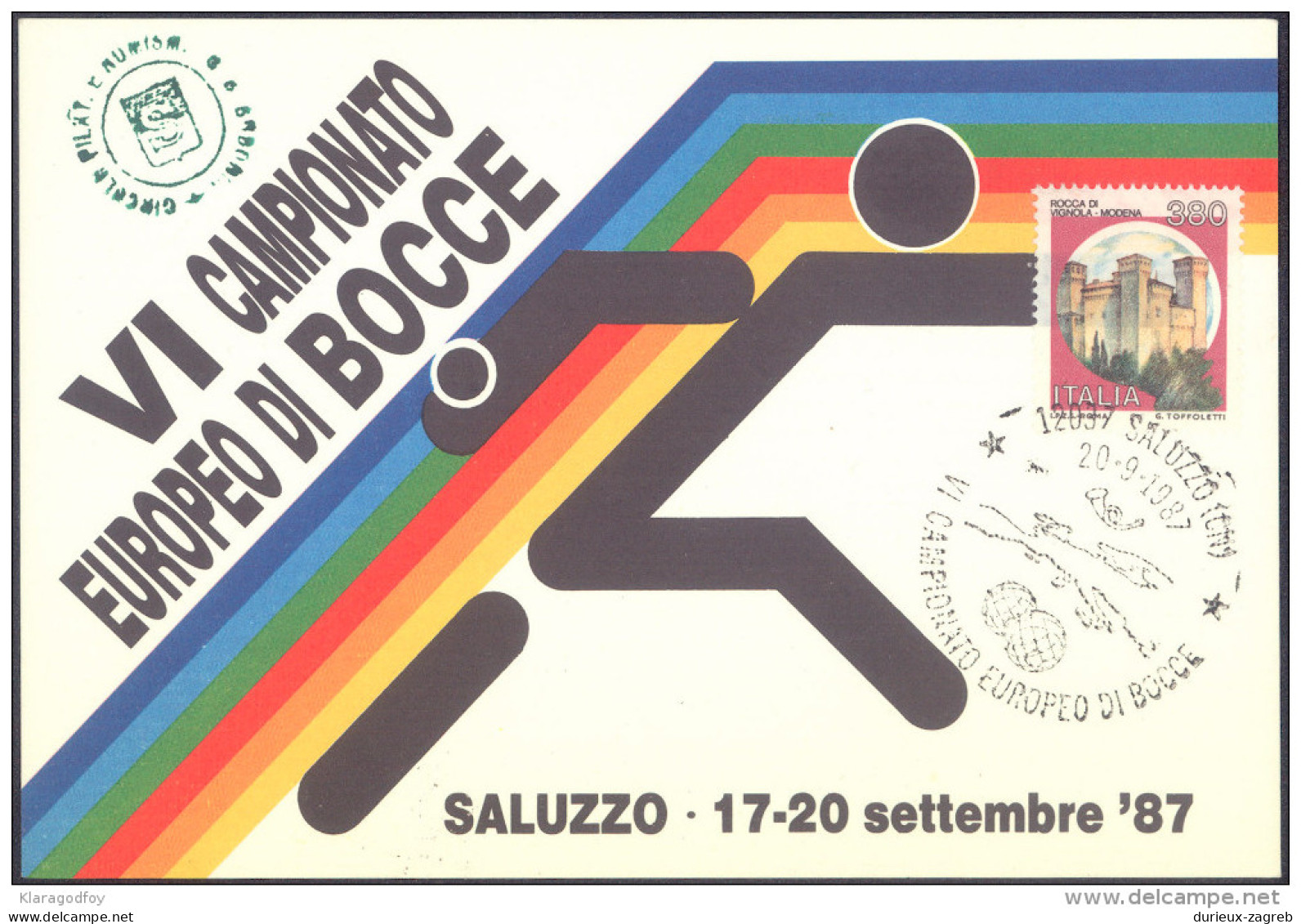 Italia Campionato Europeo Di Bocce Saluzzo 1987 Special Postcard B151123 - Bocce