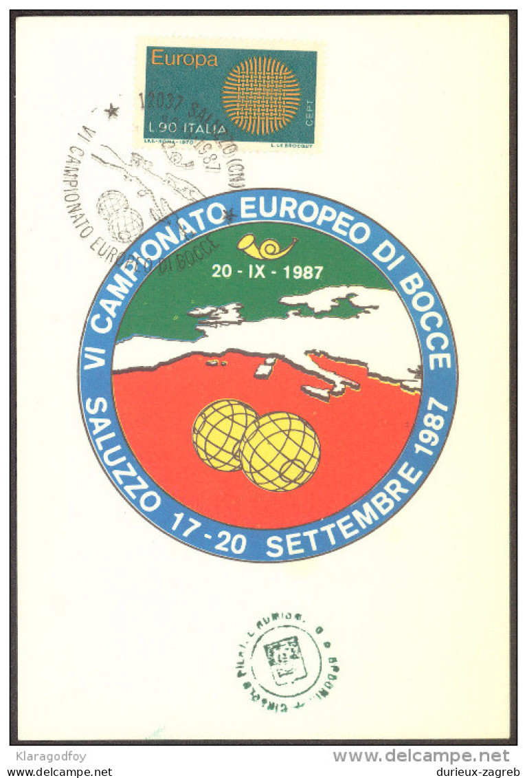 Italia Campionato Europeo Di Bocce Saluzzo 1987 Special Postcard B151123 - Pétanque