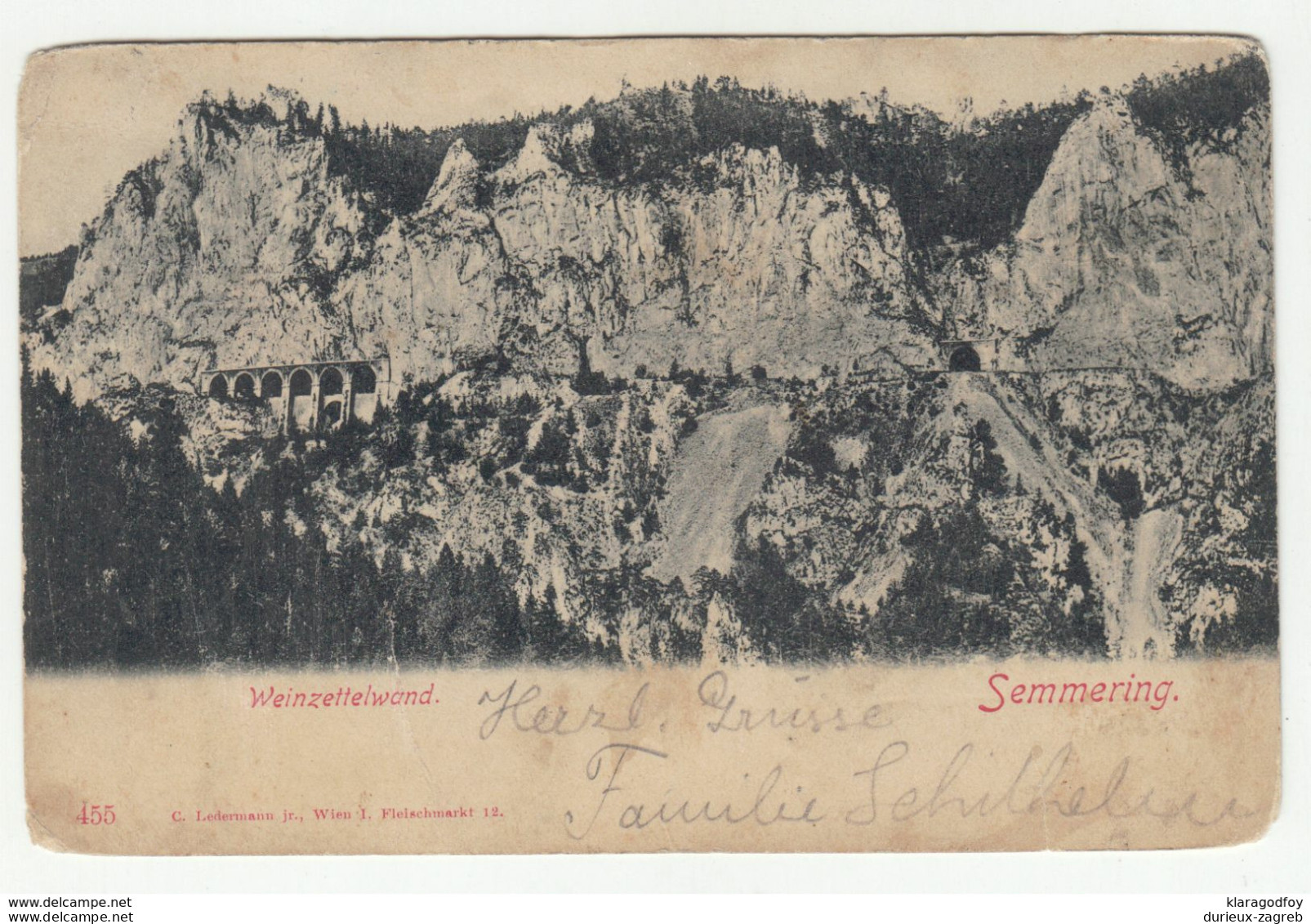 Weinzettelwand, Semmering Old Postcard Posted 1901 B200901 - Semmering