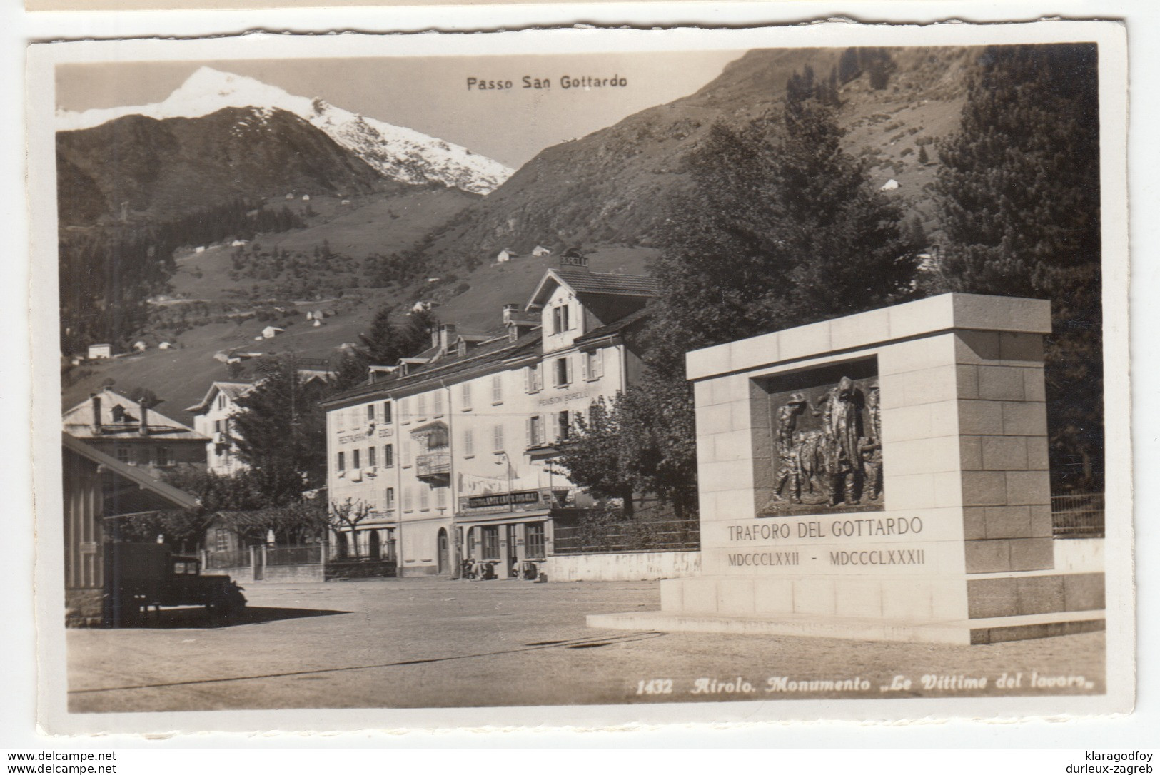 Airolo; Memorial For The Victims Of The Building Of The St Gotthard Tunnel Old Postcard Unused B170530 - Airolo