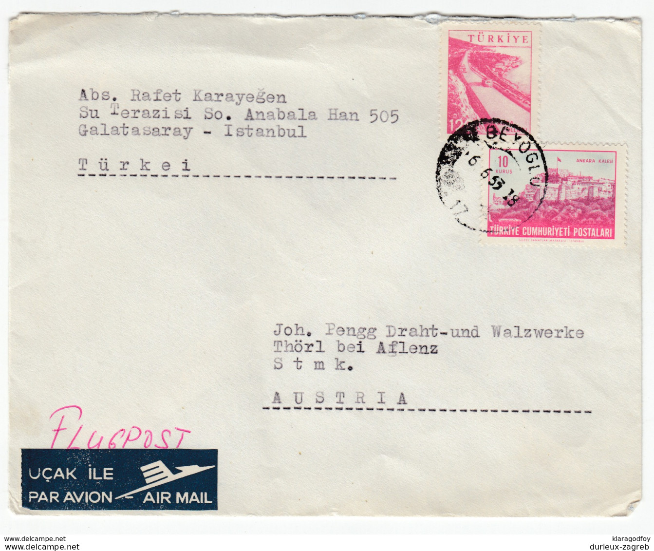 Turkey Letter Cover Travelled 1963 To Thörl Bei Aflenz Bb161128 - Briefe U. Dokumente