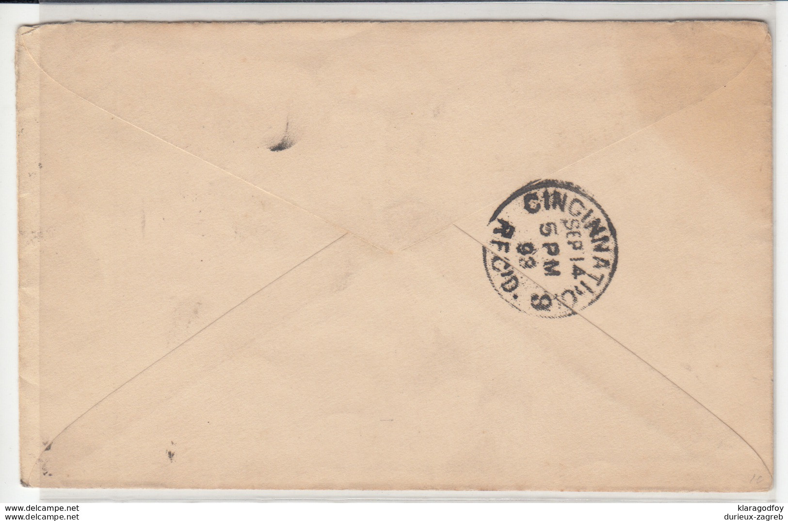 US Postal Stationery Stamped Envelope Travelled 1893 To Cincinnati, OH U349 Columbus And Liberty Bb161110 - ...-1900