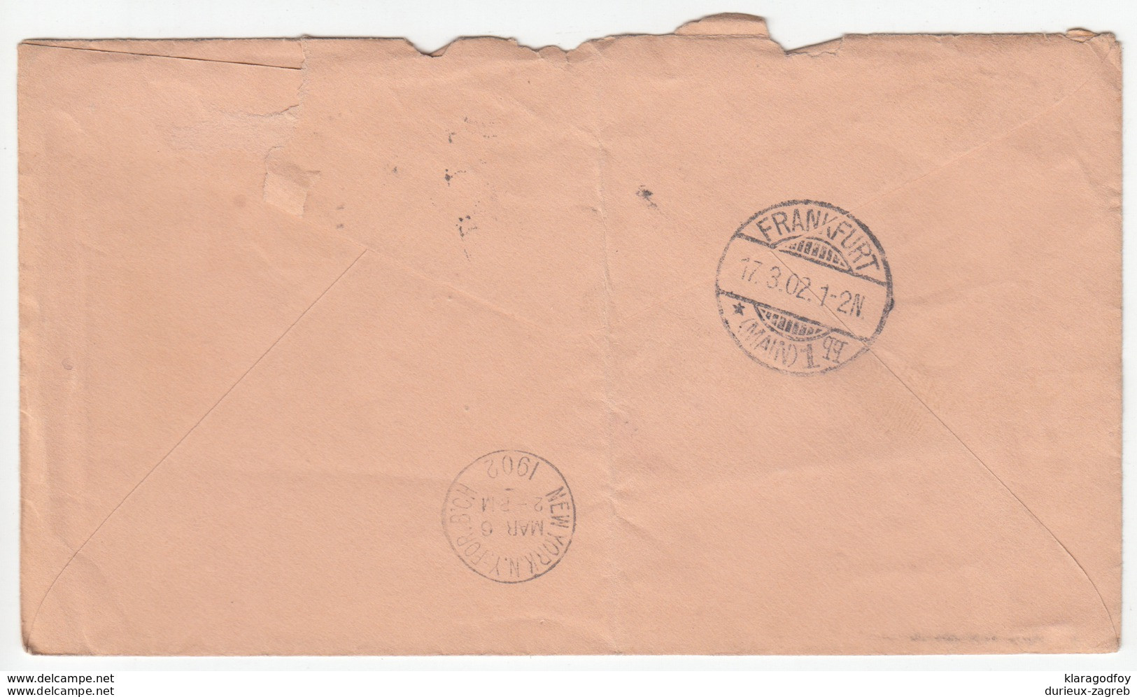 US Postal Stationery Stamped Envelope Travelled 1902 NY To Frankfurt, Germay U358 Washington Bb161110 - 1901-20