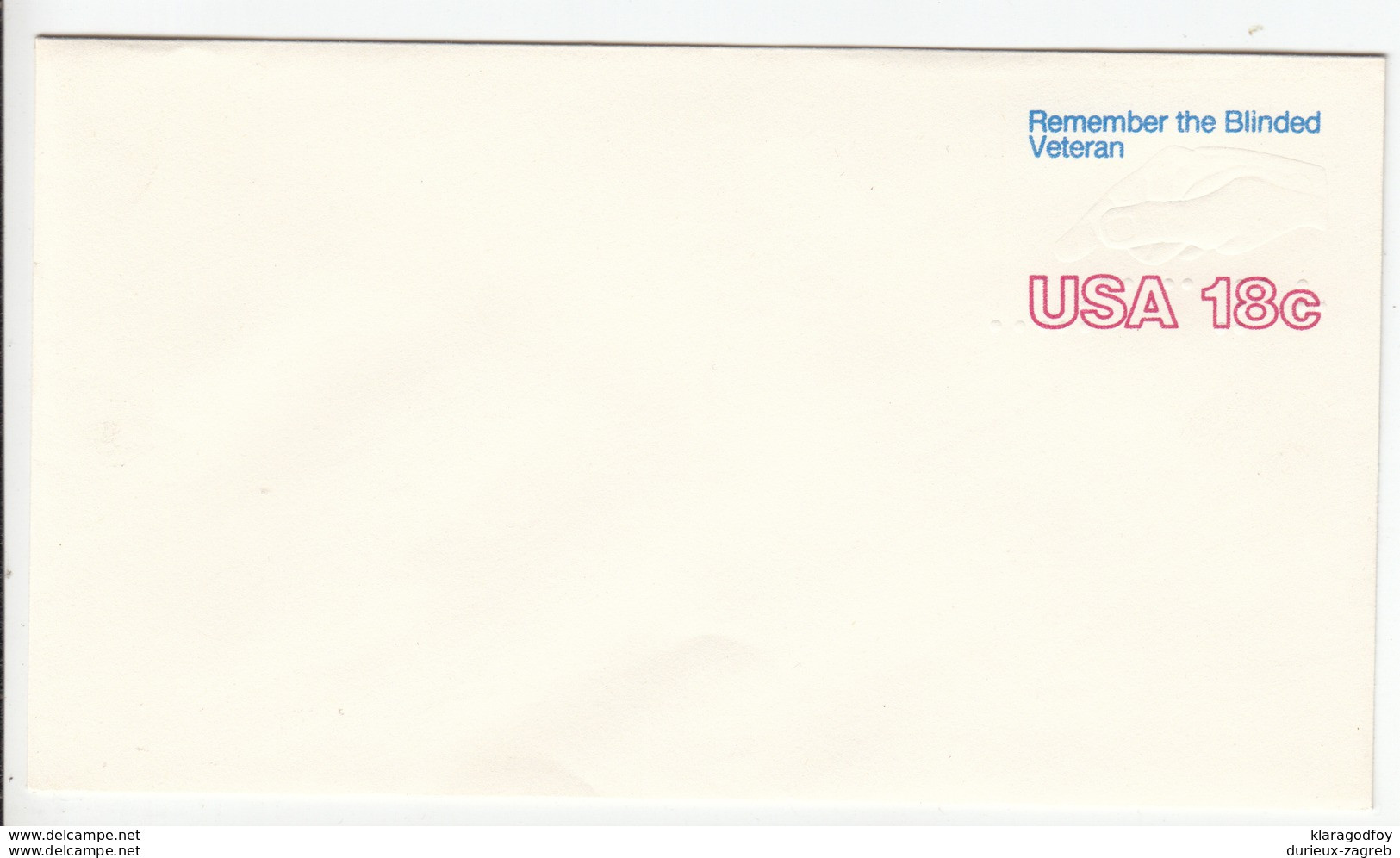 US Postal Stationery Stamped Envelope 1981 Hand And Braille Colorless Emossed U600 Bb161110 - 1981-00