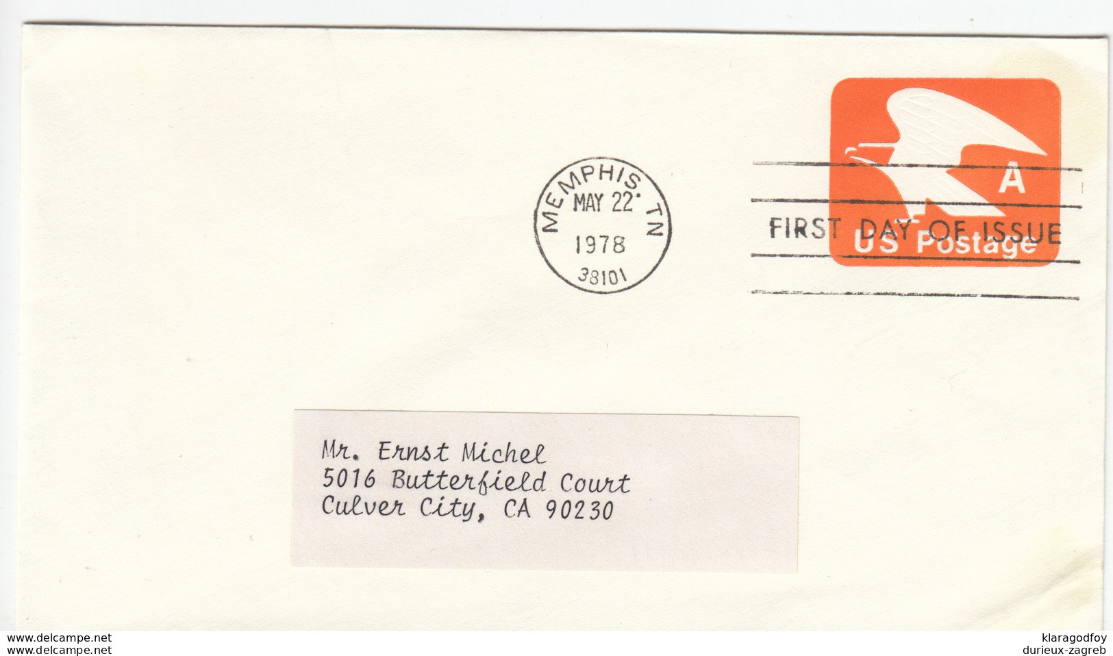 US Postal Stationery Stamped Envelope 1978 Eagle U580 Bb161110 - 1961-80