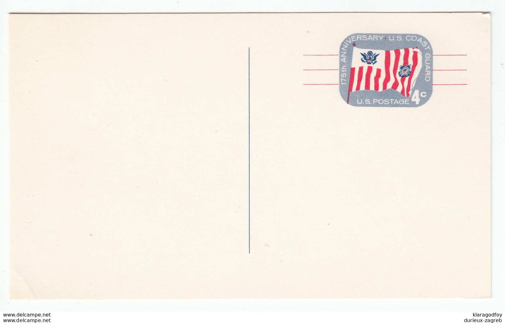 US Postal Stationery Postcard 1965 175th Anniv. Of The U.S. Coast Guard UX52 Bb161110 - 1961-80