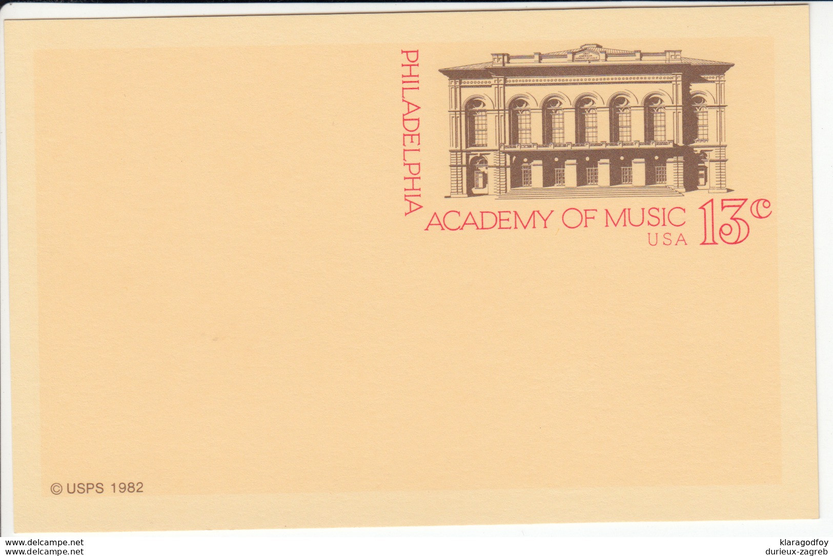 US Postal Stationery Postcard 1982 Academy Of Music, Philadelphia UX96 Bb161110 - 1981-00