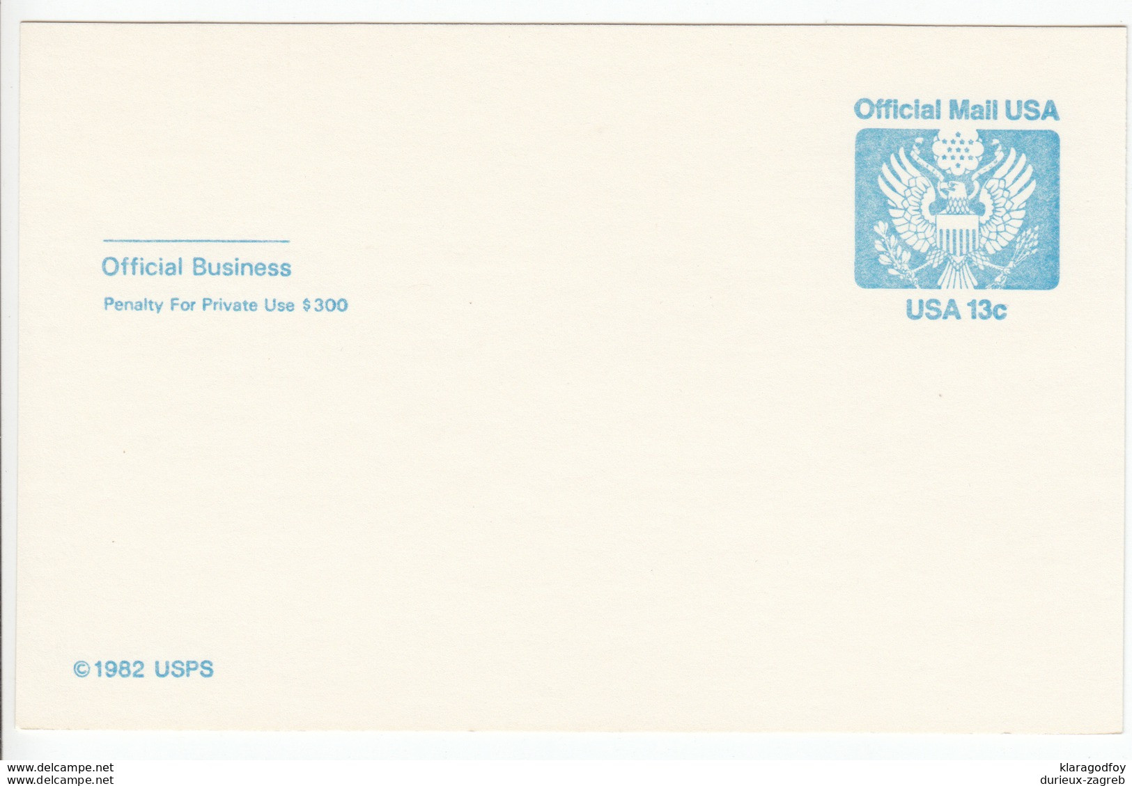 US Postal Stationery Official Postcard 1983 The Great Seal UZ2 Bb161110 - 1981-00