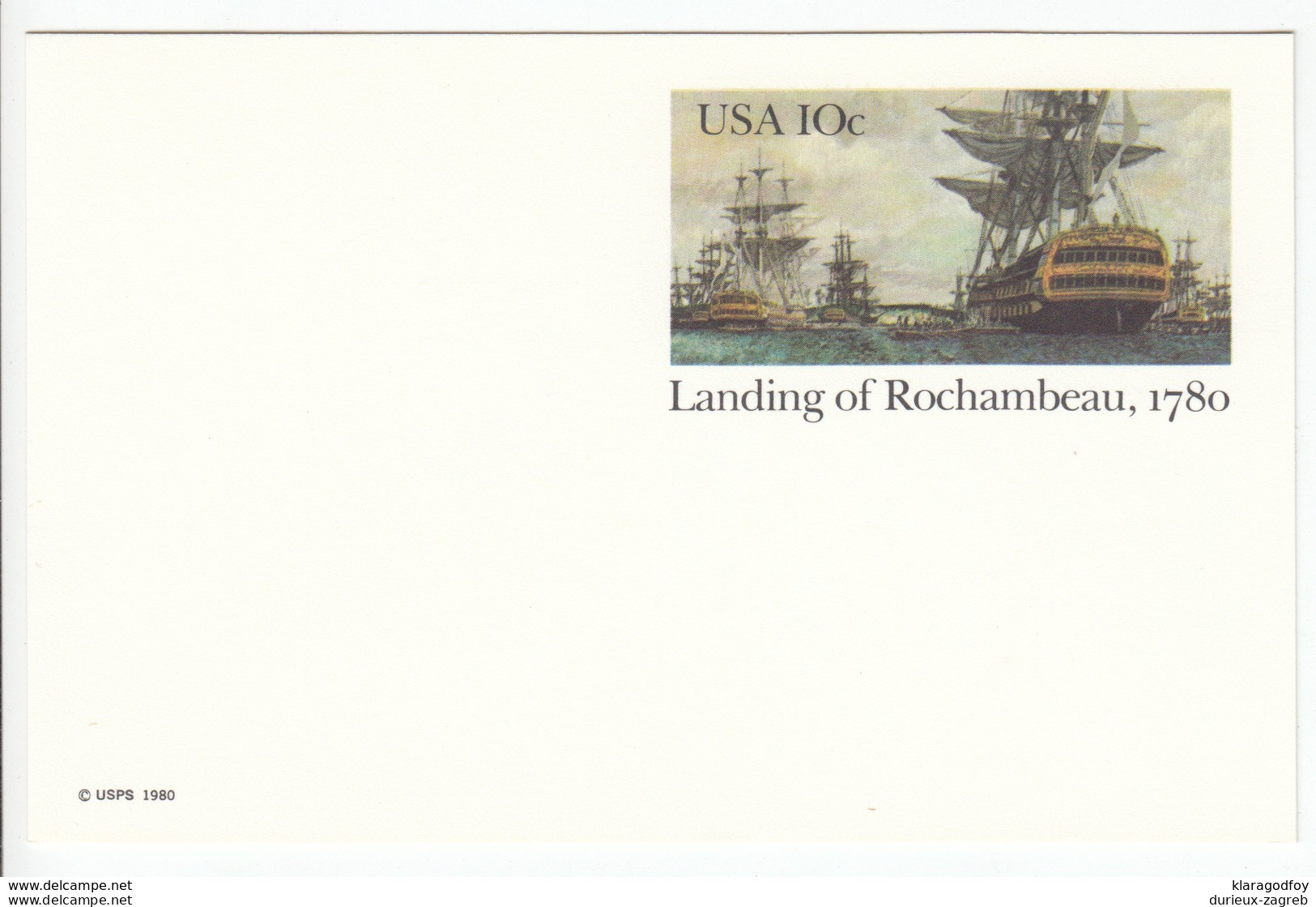 US Postal Stationery Postcard 1980 Count Rochembeau's Landing At Newport, R.I. Bicentenary UX84 Bb161110 - 1961-80