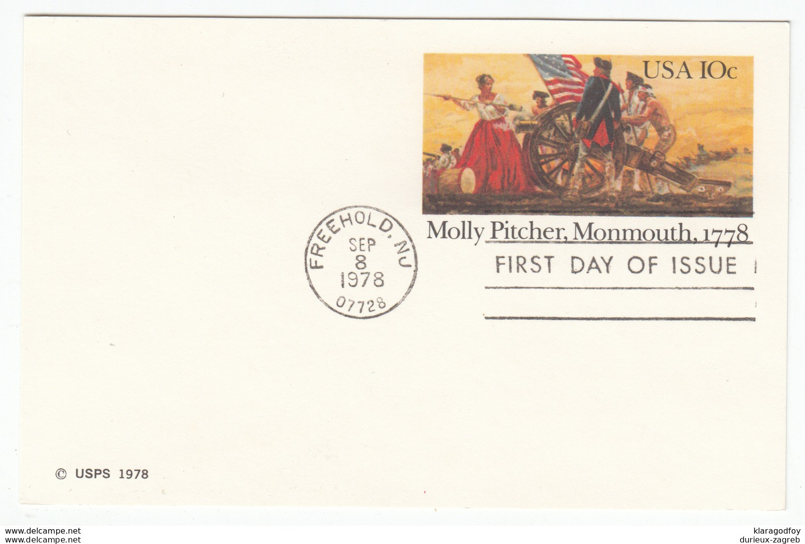 US Postal Stationery Postcard 1978 Molly Pitcher Firing Cannon At Monmouth UX77 Bb161110 - 1961-80