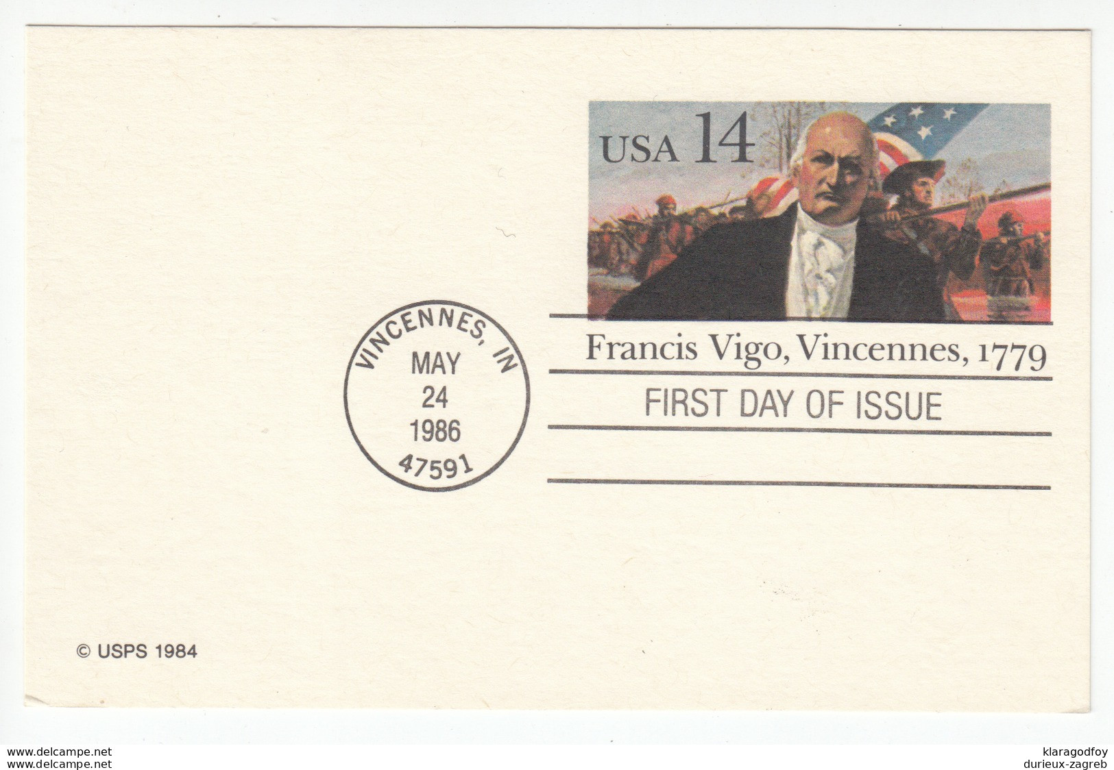 US Postal Stationery Postcard Francis Vigo (1747-1836) UX111 Bb161110 - 1981-00