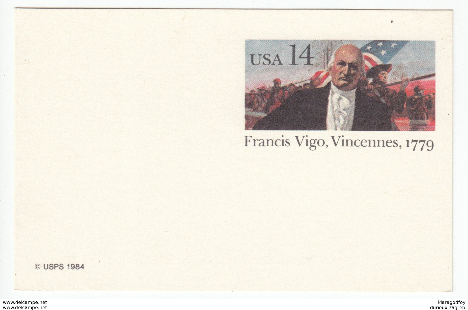 US Postal Stationery Postcard Francis Vigo (1747-1836) UX111 Bb161110 - 1981-00