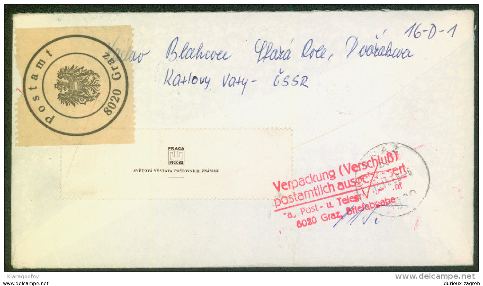 Czechoslovakia Letter Cover Censored Registered Travelled To Austria 1968 Bb161028 - Lettres & Documents