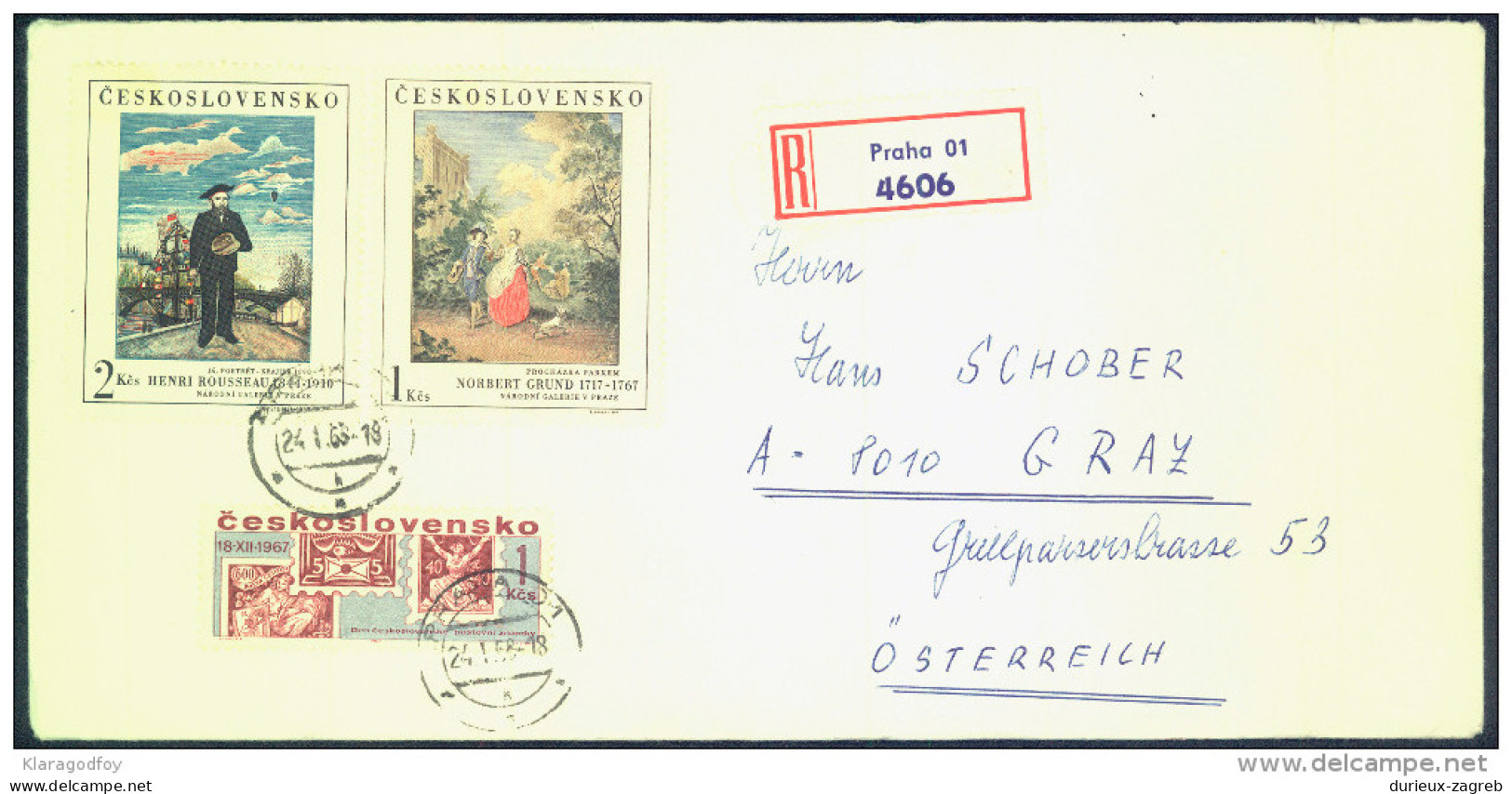 Czechoslovakia Letter Cover World Stamp Exhibition 1968 Stamp Registered Travelled 1968 Bb161028 - Storia Postale