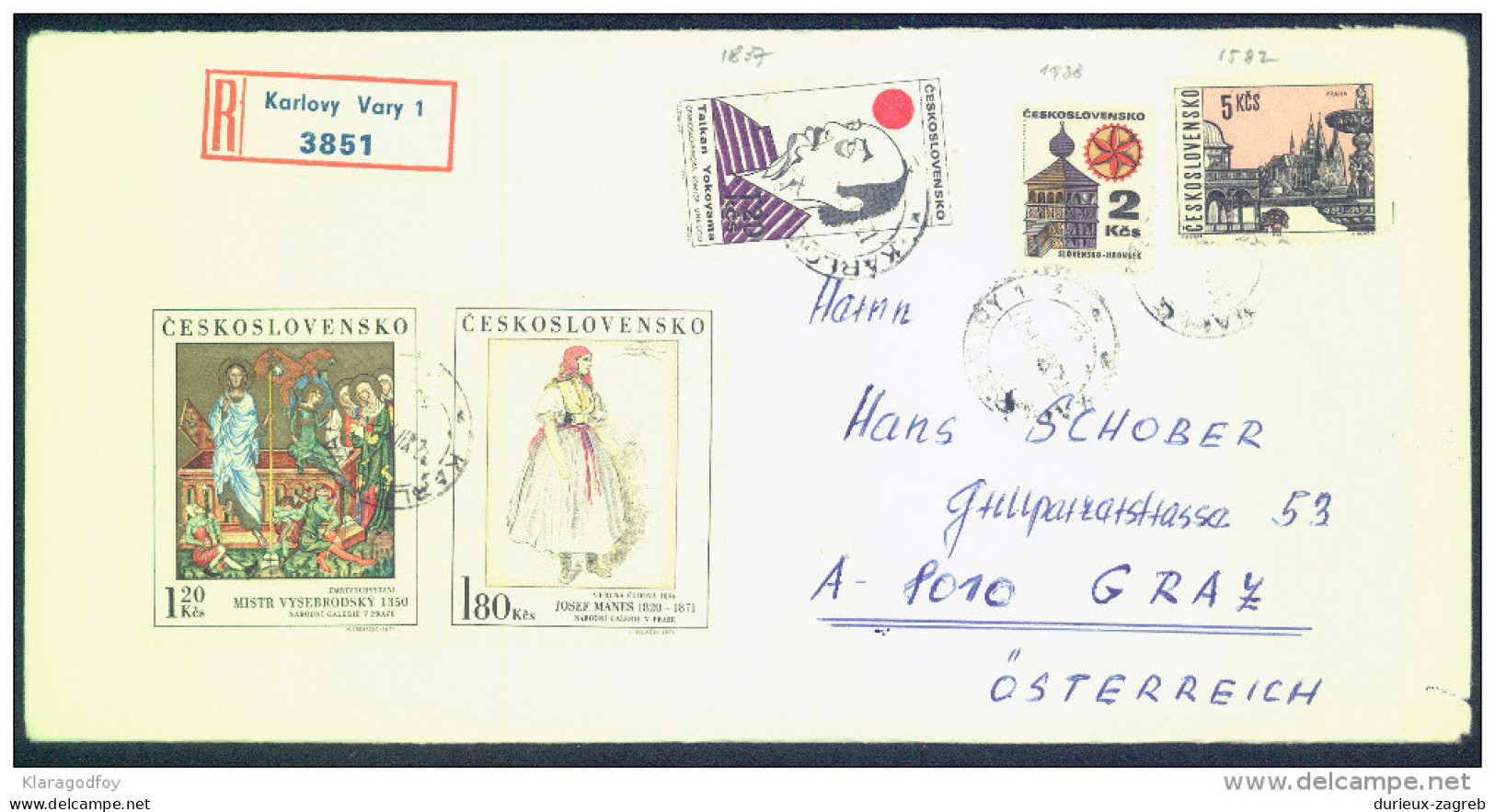 Czechoslovakia Letter Cover Registered Travelled 1971 Bb161028 - Covers & Documents