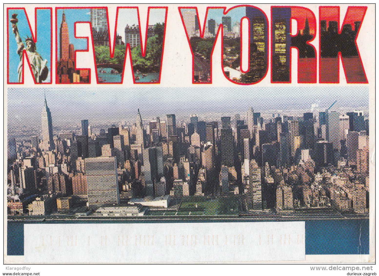 Manhattan's East Side Skyline Old Postcard Travelled 2000 Bb151102 - Mehransichten, Panoramakarten