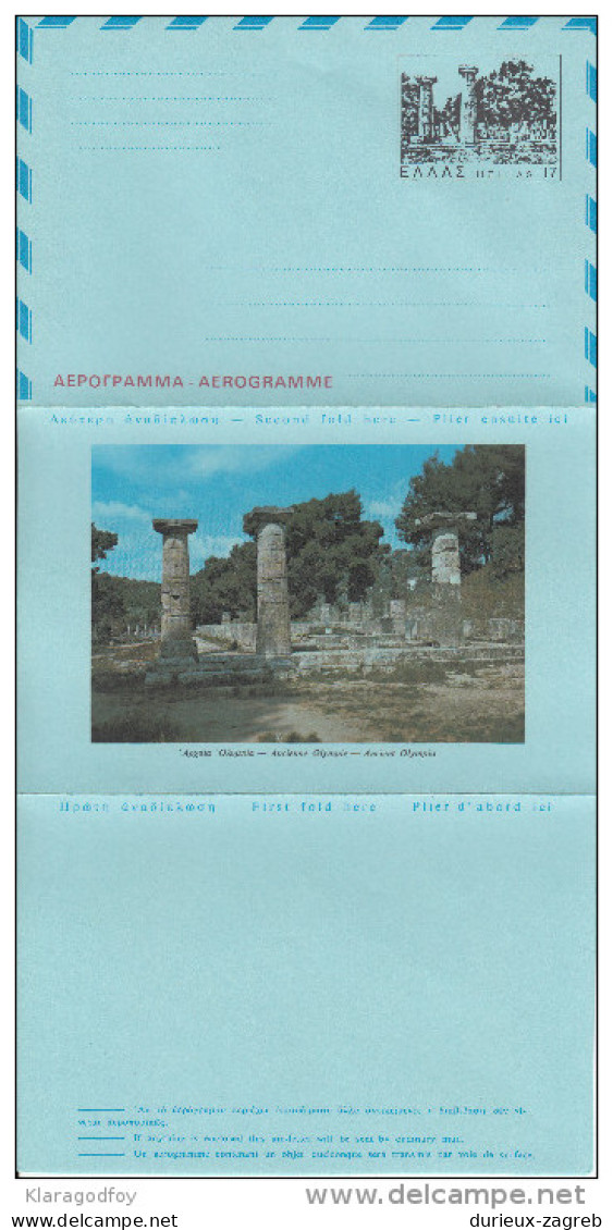 Greece Olympia Illustrated Postal Stationery Aerogramme Unused Bb160222 - Ganzsachen