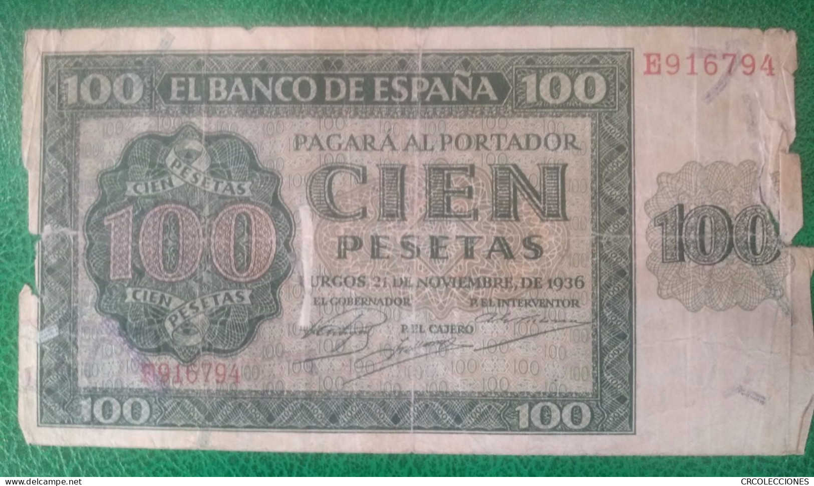 CRBS0744 BILLETE ESPAÑA 100 PESETAS 1936 BC - 100 Pesetas