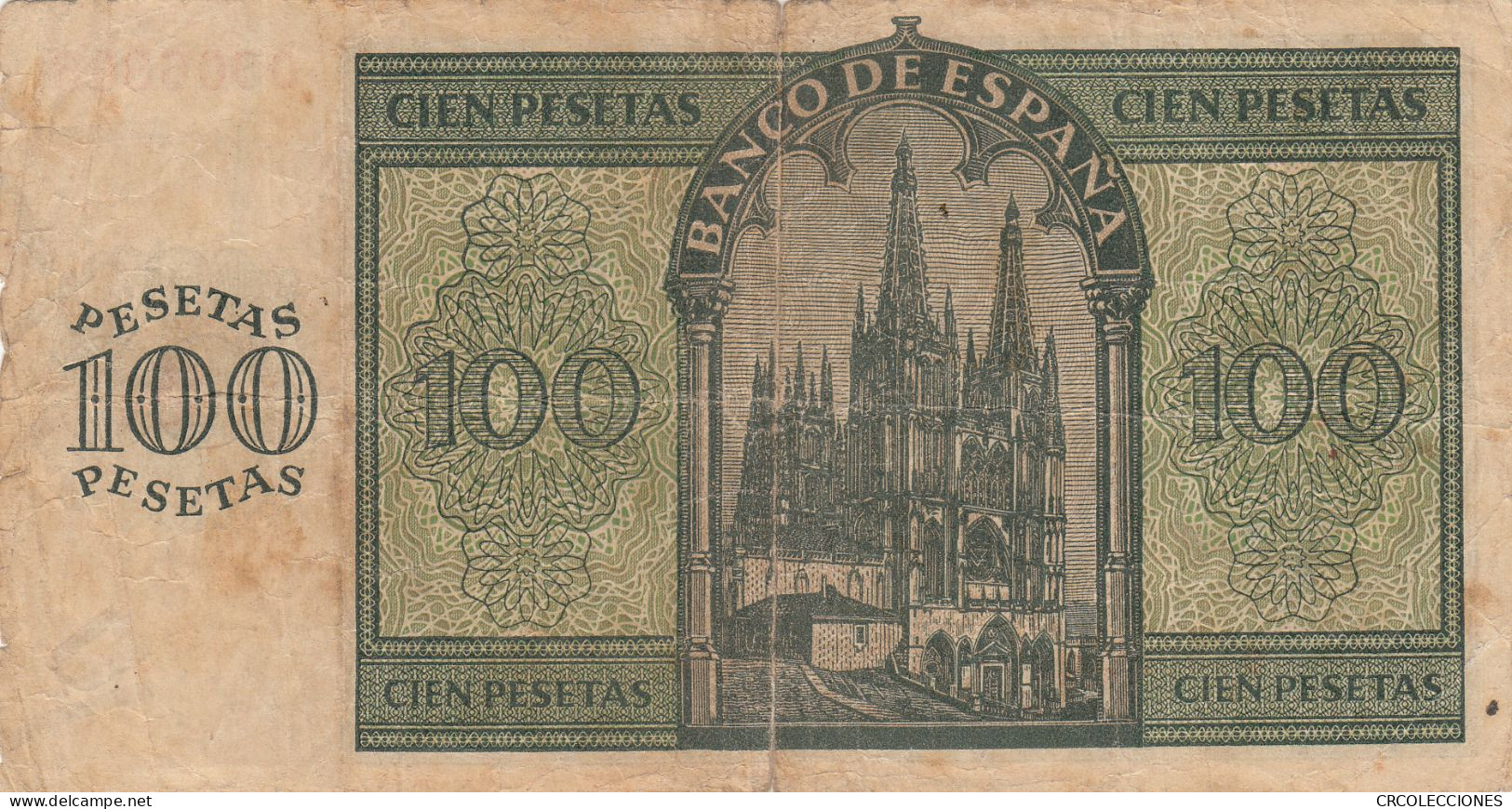 CRBS0849 BILLETE ESPAÑA 100 PESETAS 1936 NUMERO SERIE BAJO BC - 100 Pesetas