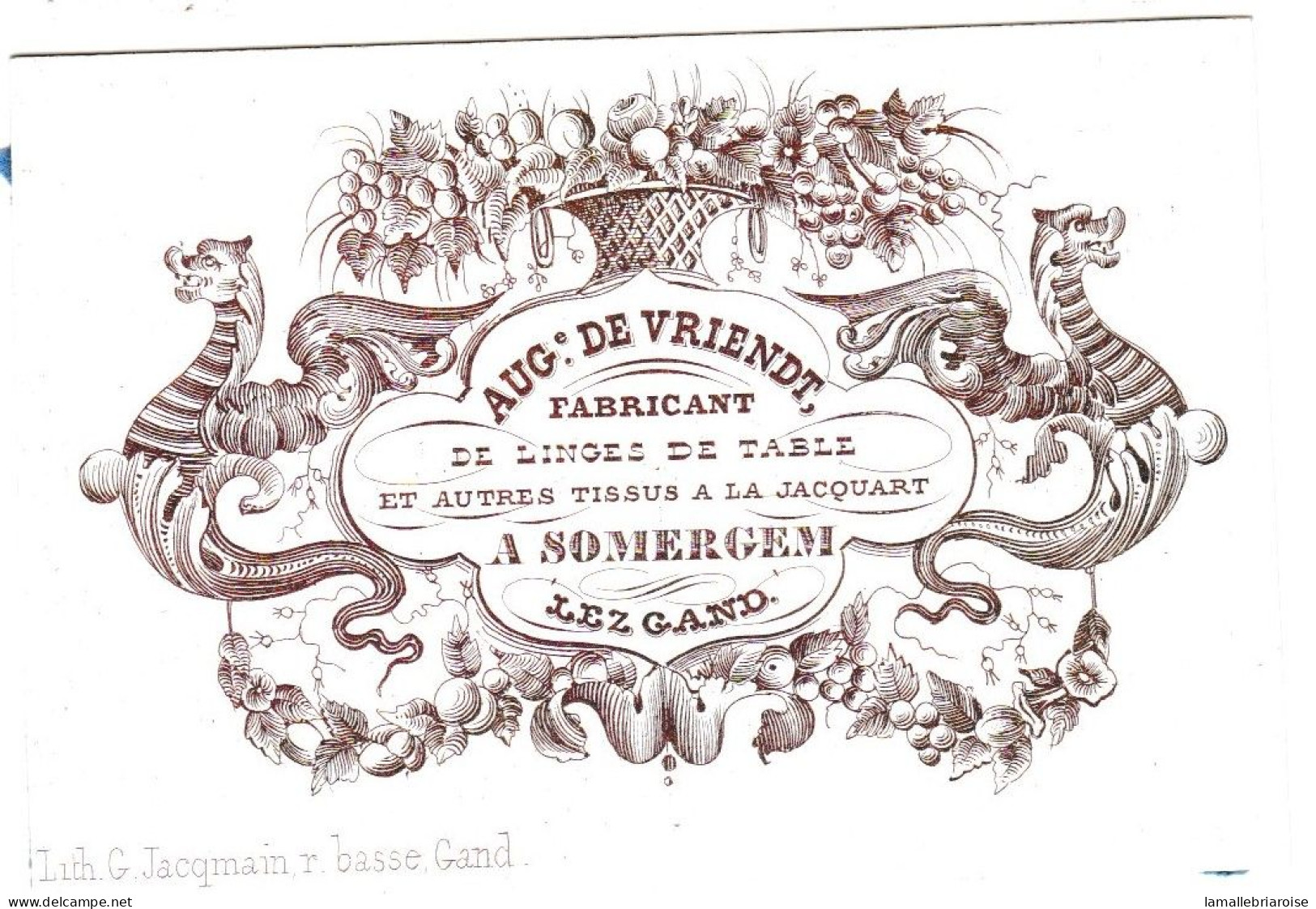 Belgique "Carte Porcelaine"  Porseleinkaart, A. De Vriendt, Linge De Table, Gand, Gent, Dim:86x59mm - Porzellan