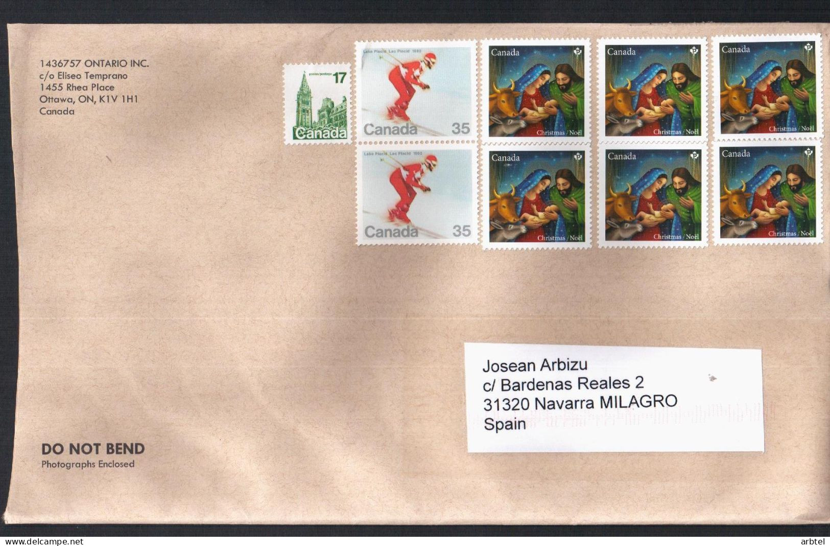 CANADA CC SKI LAKE PLACID NAVIDAD CHRISTMAS - Cartas & Documentos