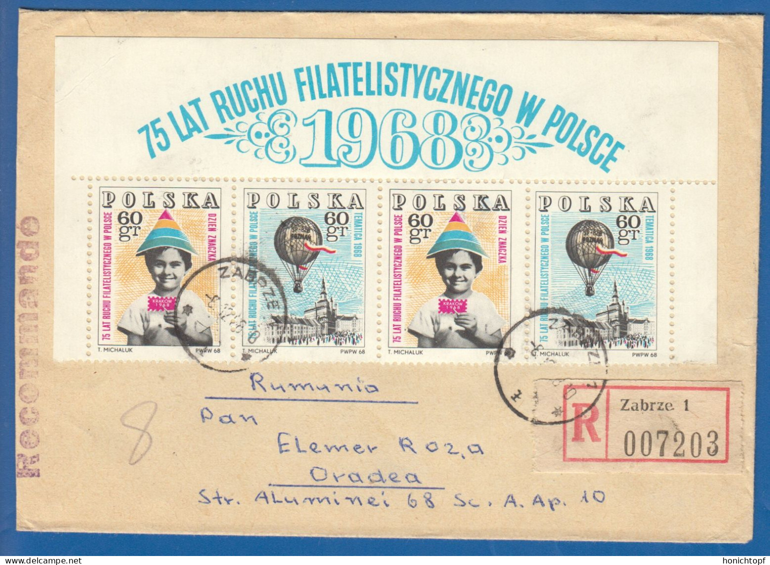 Polen; Registered Cover Zabrze 1; 1968 - Cartas & Documentos