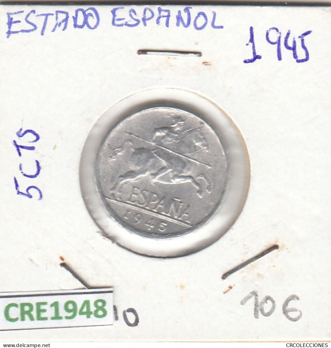 CRE1948 MONEDA ESPAÑA 5 CENTIMOS 1945 EBC - 5 Centiemen