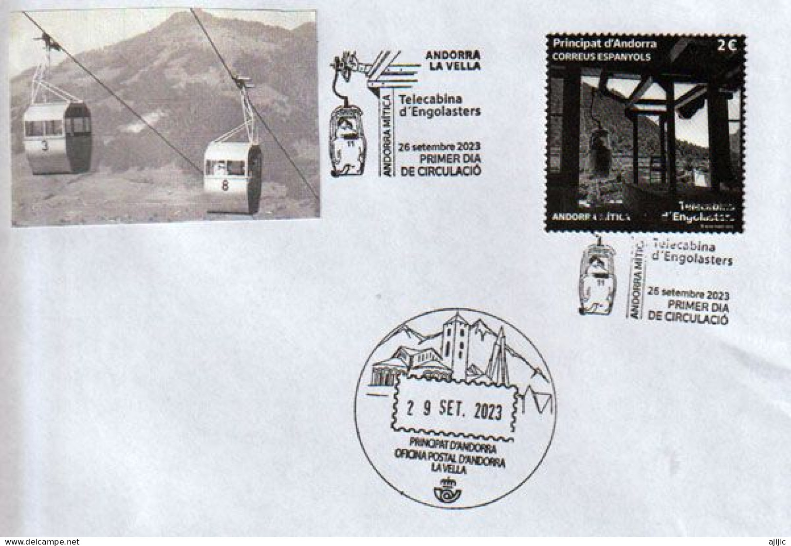 2023.Andorre Mythique.Téléphérique D'Encamp Au Lac D'Engolasters(1963) (60 Ans). Premier Jour.Haute Faciale - Storia Postale