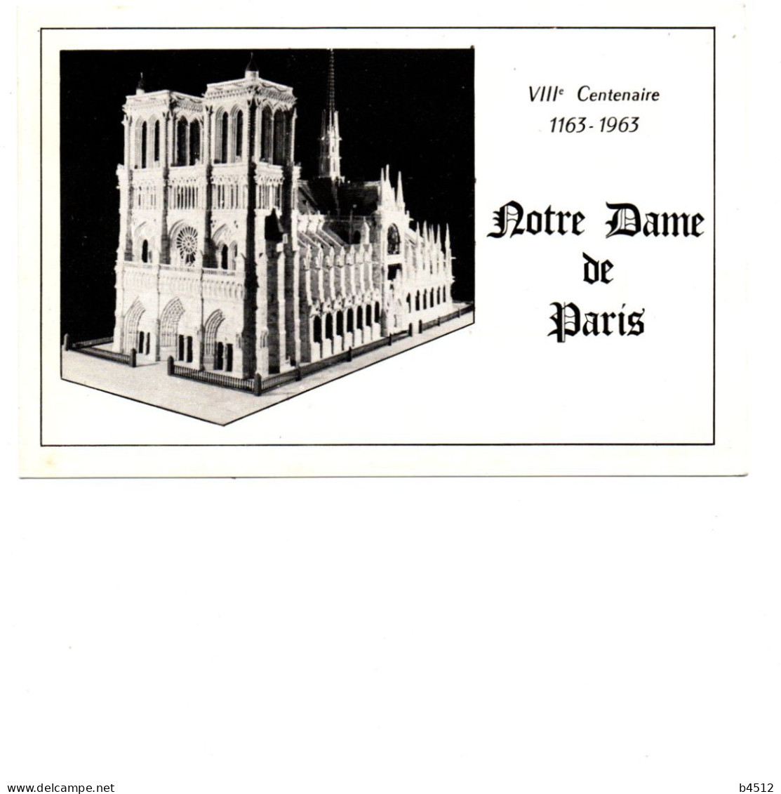 75 PARIS VIII Eme Centenaire De Notre Dame Reproduction Exécutée Par Antoine Gomez Perpignan Avec Des Os à Moelle - Notre Dame De Paris