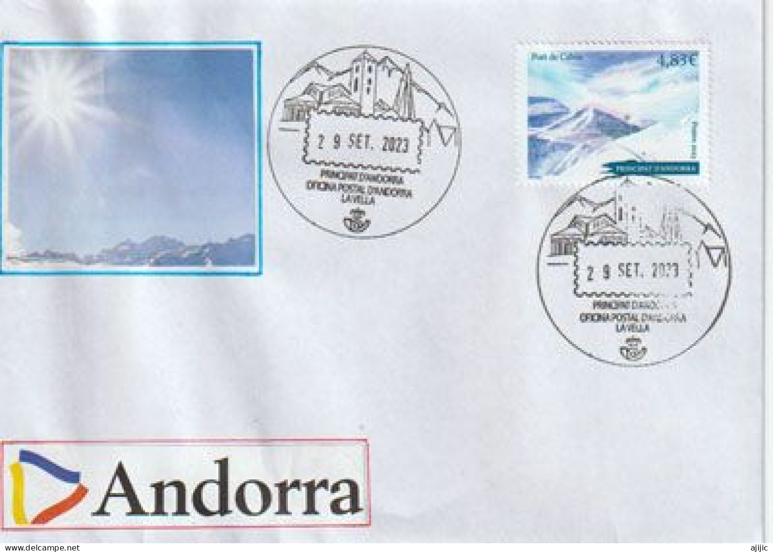 2023:Port De Cabús (2302m)Col Dans Les Pyrénées, Frontière Andorrane-Espagnole. Haute Faciale 4,83 Euro. Lettre - Covers & Documents