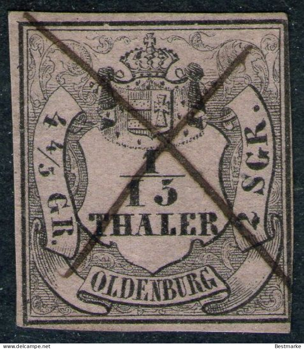 Schwarzes Federkreuz Auf 1/15 Thaler Mattrosa - Oldenburg Nr. 3 II - Oldenburg