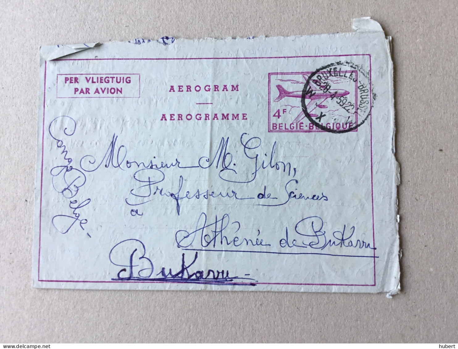 Aérogramme De Bruxelles Vers Bukavu1959 - Aerogrammi