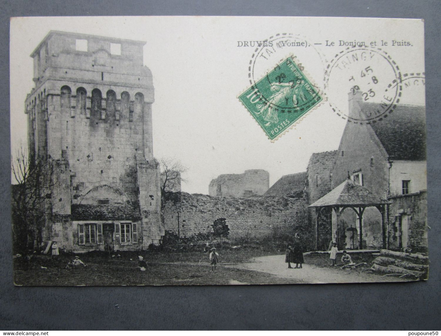 CPA 89 Yonne DRUYES Les Carrières Prés  Courson Les Carrières - Le Donjon Et Le Puits  Timbrée 1923 - Courson-les-Carrières