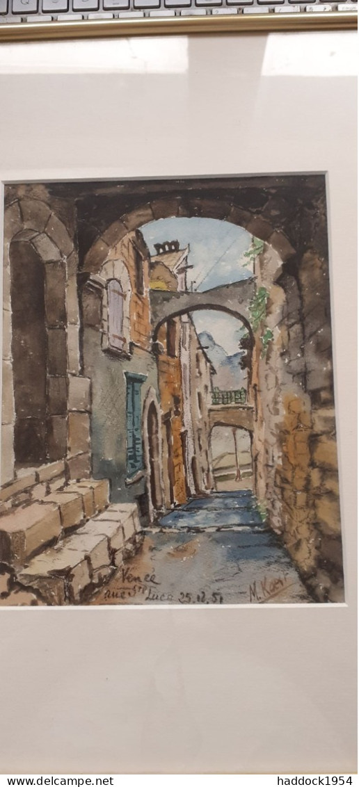 VENCE Rue Sainte LUCE Aquarelle M.KOEST 1951 - Acquarelli