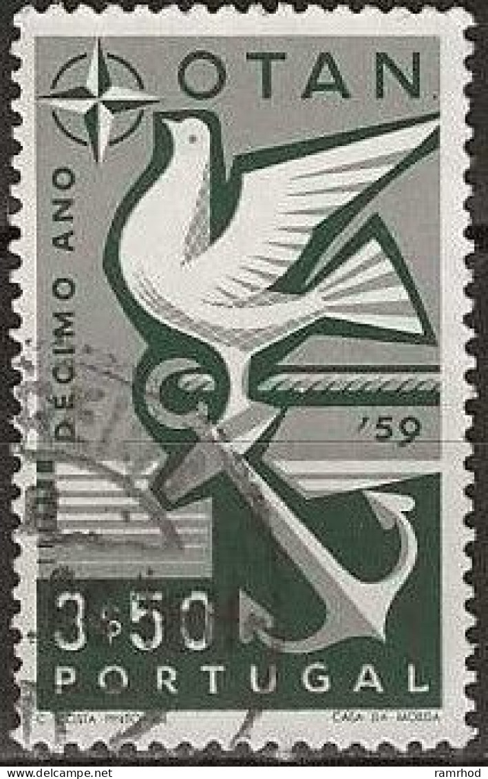 PORTUGAL 1960 Tenth Anniversary Of NATO - 3e50 - Dove And Anchor FU - Oblitérés