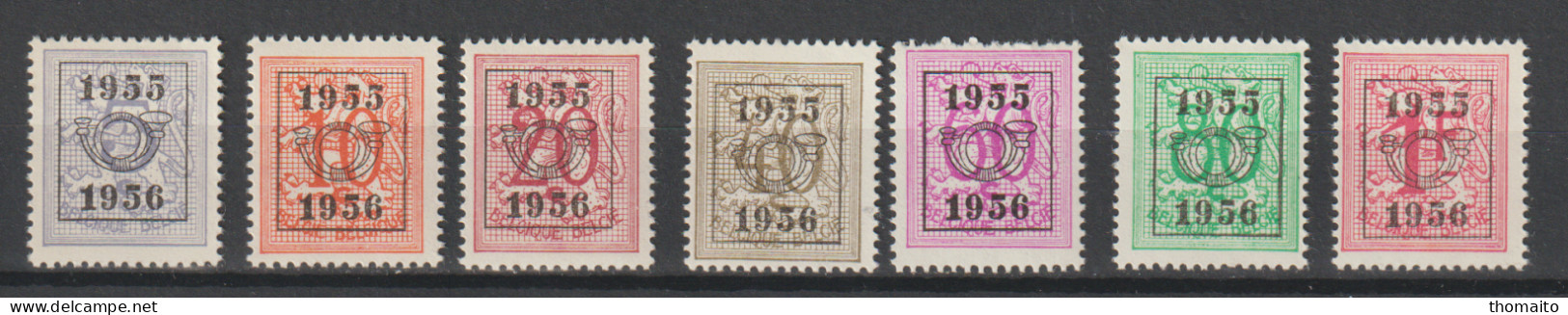 België/Belgique - OBP/COB PRE652-658 - 1955/1956 - Cijfer Op Heraldieke Leeuw - MNH/NSC/** - Typos 1951-80 (Chiffre Sur Lion)