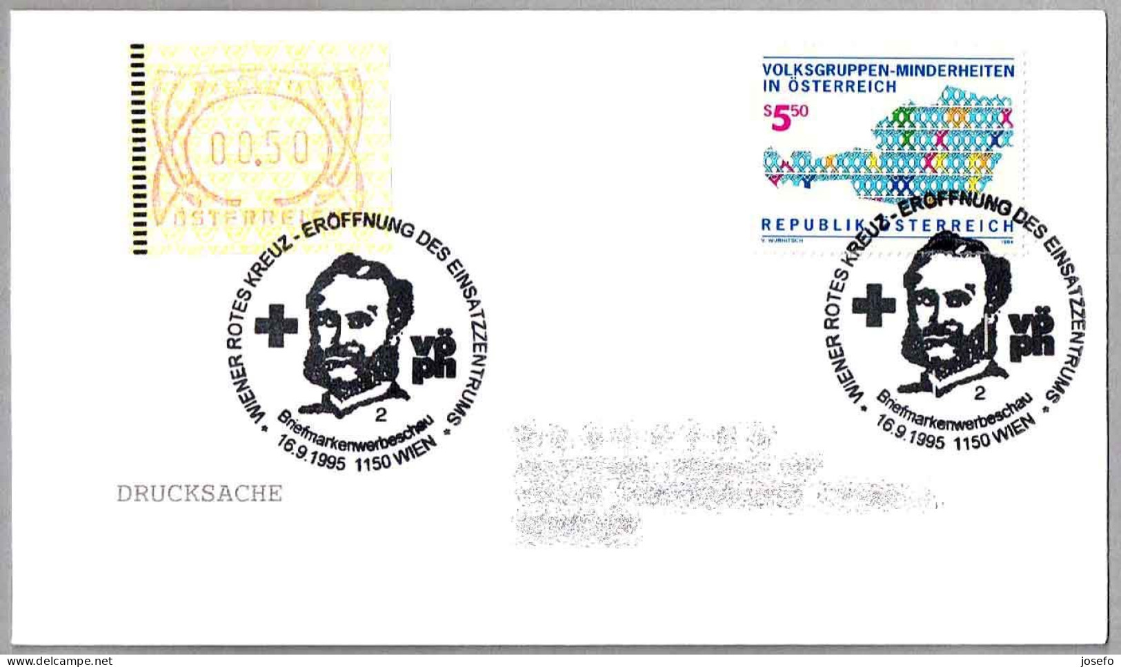 HENRY DUNANT - CRUZ ROJA DE VIENA -  Red Cross Of Wien. Wien 1995 - Henry Dunant