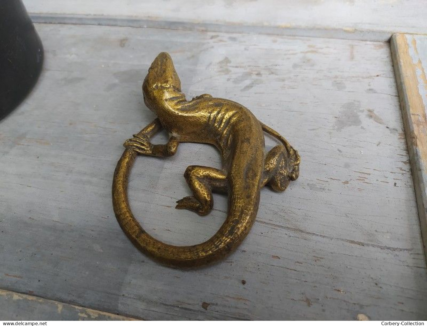 Sculpture Lézard Presse Papier Bronze Doré - Presse-papiers