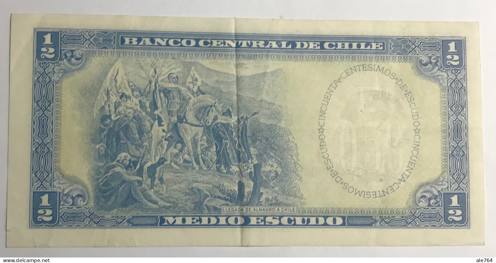 Chile Banknote Medio Escudo (1/2), 1962, Serie F, P134, AXF. - Cile