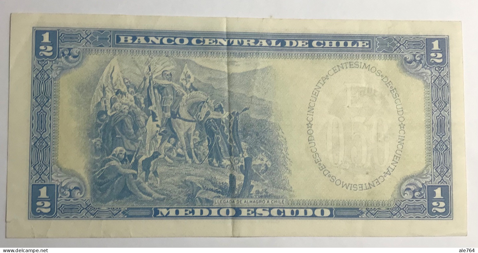 Chile Banknote Medio Escudo (1/2), 1962, Serie F, P134, AXF. - Chile