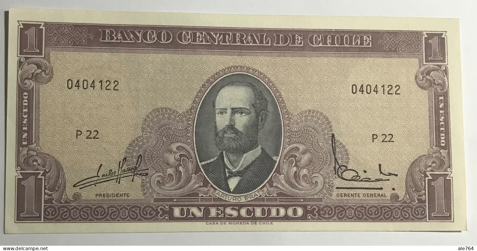 Chile Banknote 1 Escudo, 1961/2, P 135, UNC. - Chili