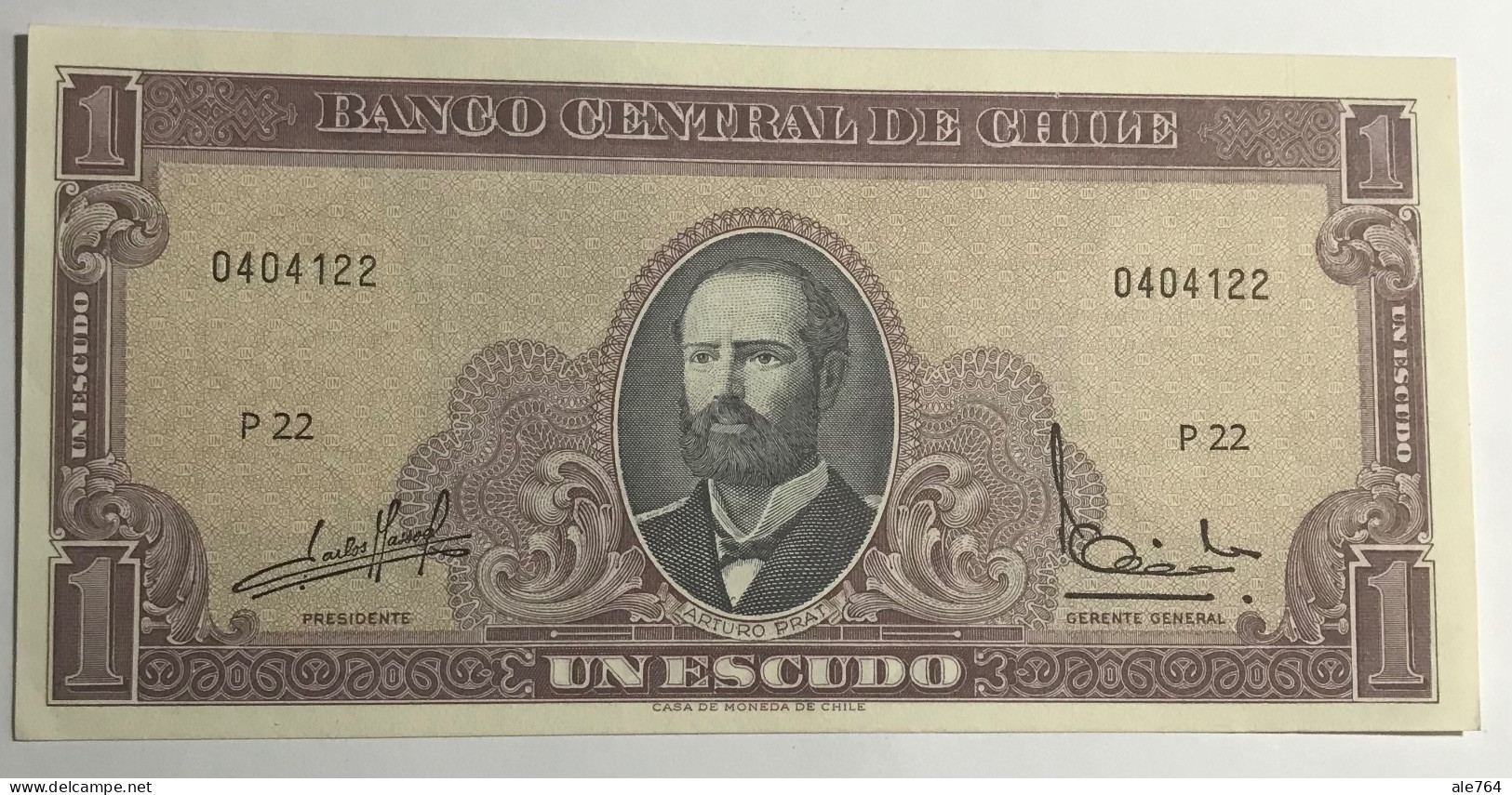 Chile Banknote 1 Escudo, 1961/2, P 135, UNC. - Chile