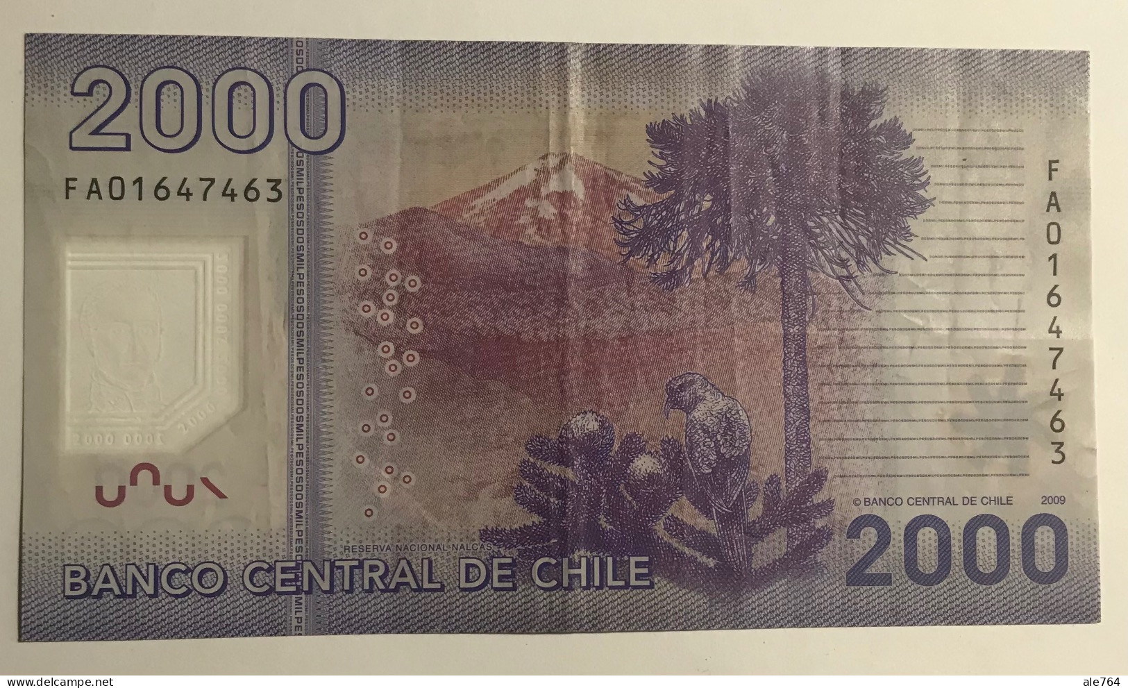 Chile Banknote 2000 Pesos, 2013, P162, AU. - Chili