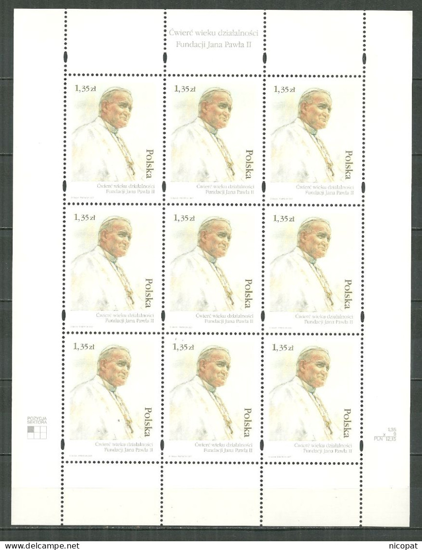POLAND MNH ** 4077 En Feuille Pape Jean Paul II Tableau Du Peintre Italien Dina Bellotti - Unused Stamps