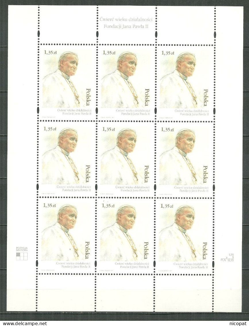 POLAND MNH ** 4077 En Feuille Pape Jean Paul II Tableau Du Peintre Italien Dina Bellotti - Nuevos