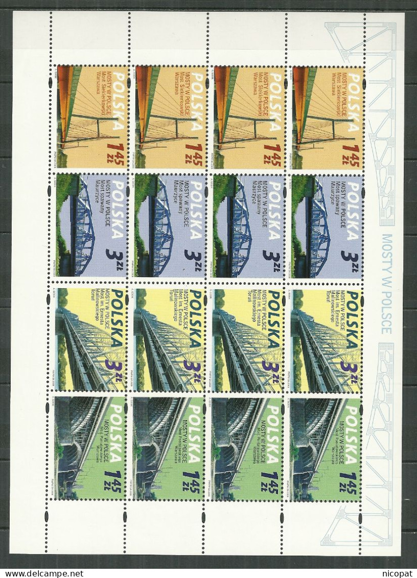 POLAND MNH ** 4109-4112 En Feuille LES PONTS Varsovie Torun - Ongebruikt