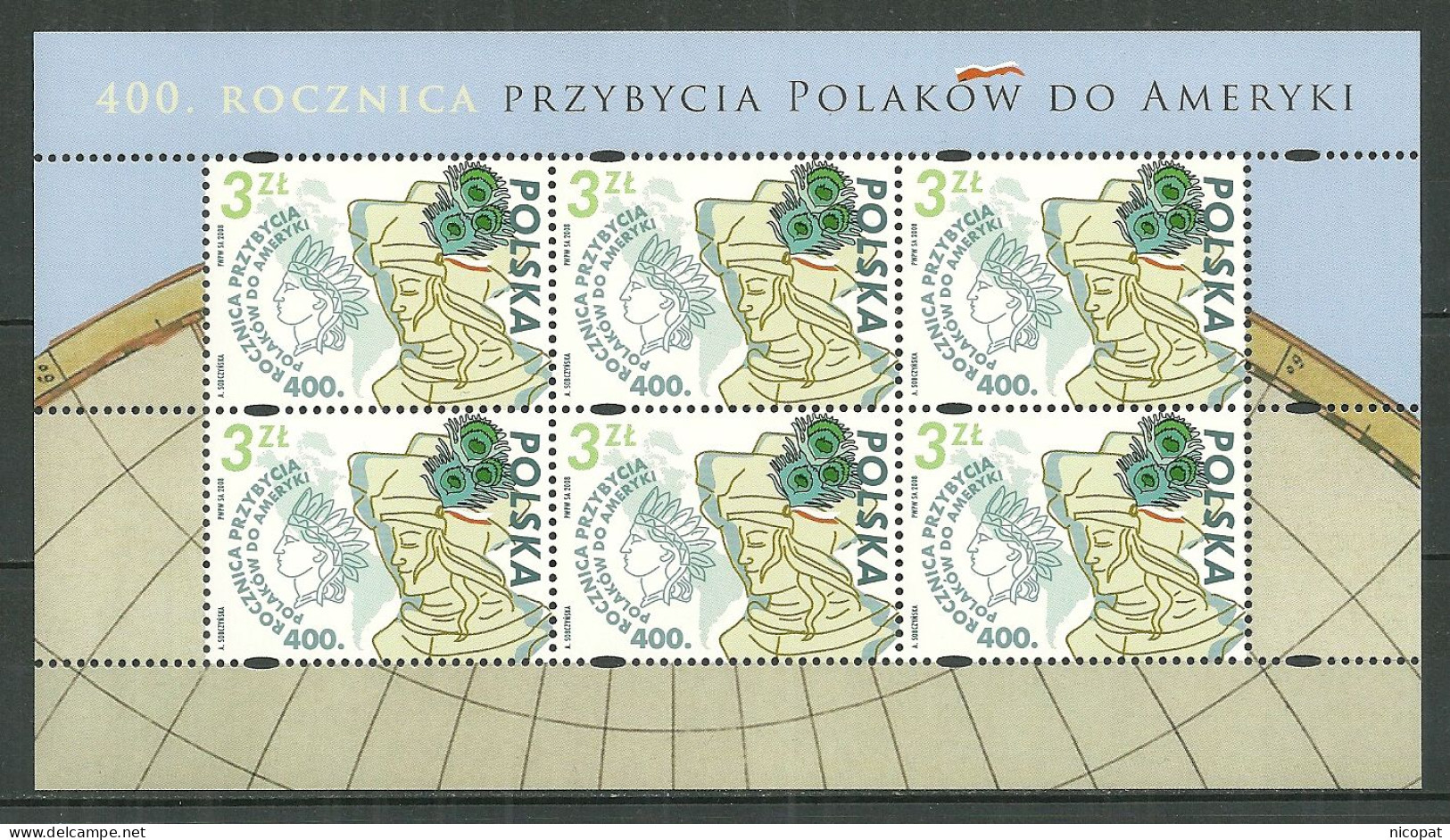 POLAND MNH ** 4119 En Feuille Feuillet ANNIVERSAIRE IMMIGRATION POLONAISE EN AMERIQUE - Volledige Vellen