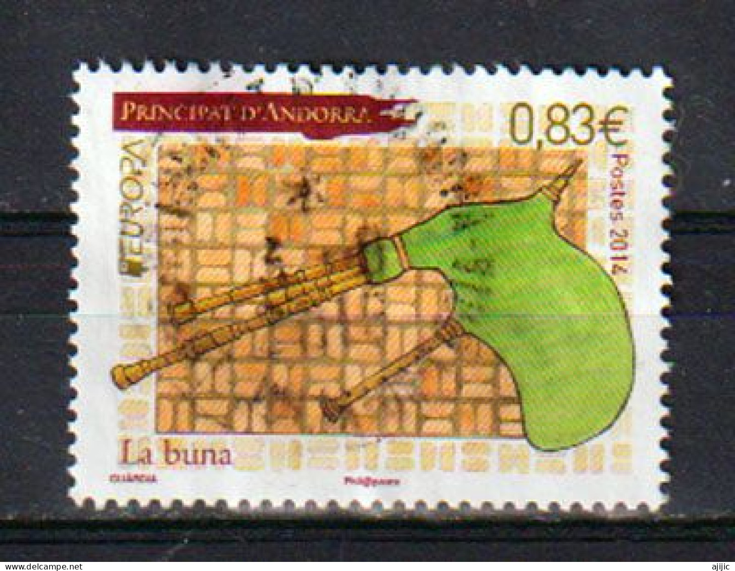 ANDORRE. Europa CEPT 2014 Thème Musique.  La Cornemuse. ,  Oblitéré  1 ère Qualité - Used Stamps