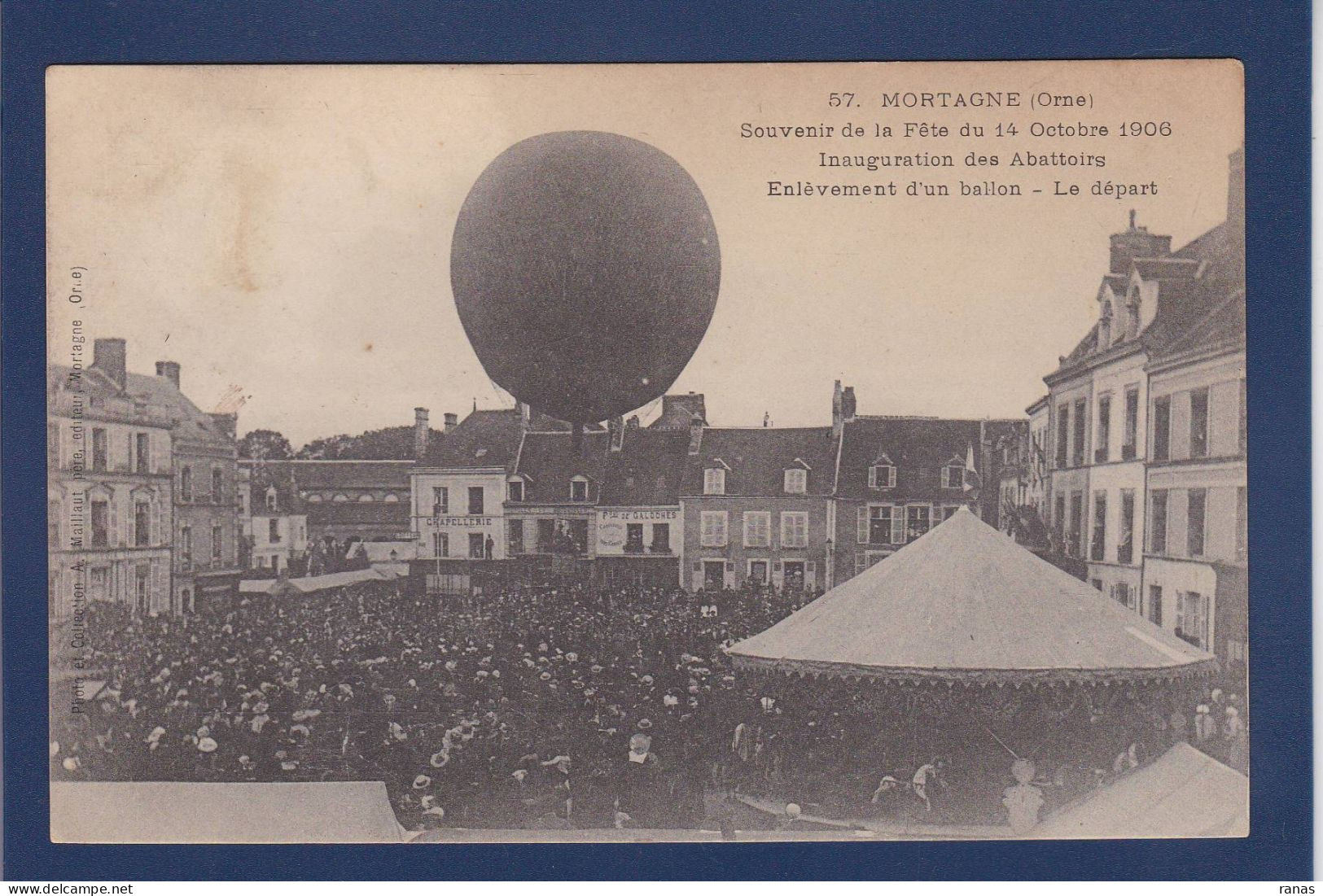 CPA [61] Orne > Mortagne Au Perche Montgolfière Aviation Ballon Rond écrite Fête Foraine Manège - Mortagne Au Perche