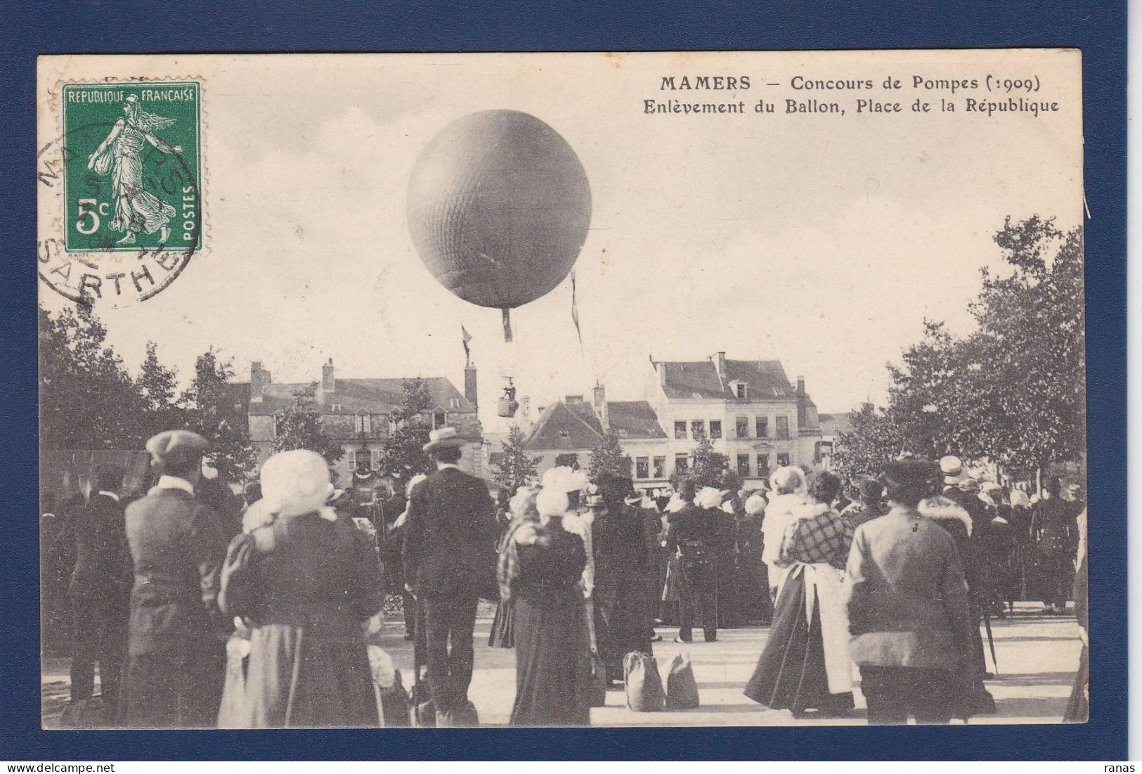 CPA [72] Sarthe > Mamers Montgolfière Aviation Ballon Rond Circulé - Mamers